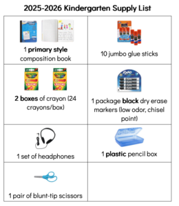 TPES Incoming Kindergarten Supply List