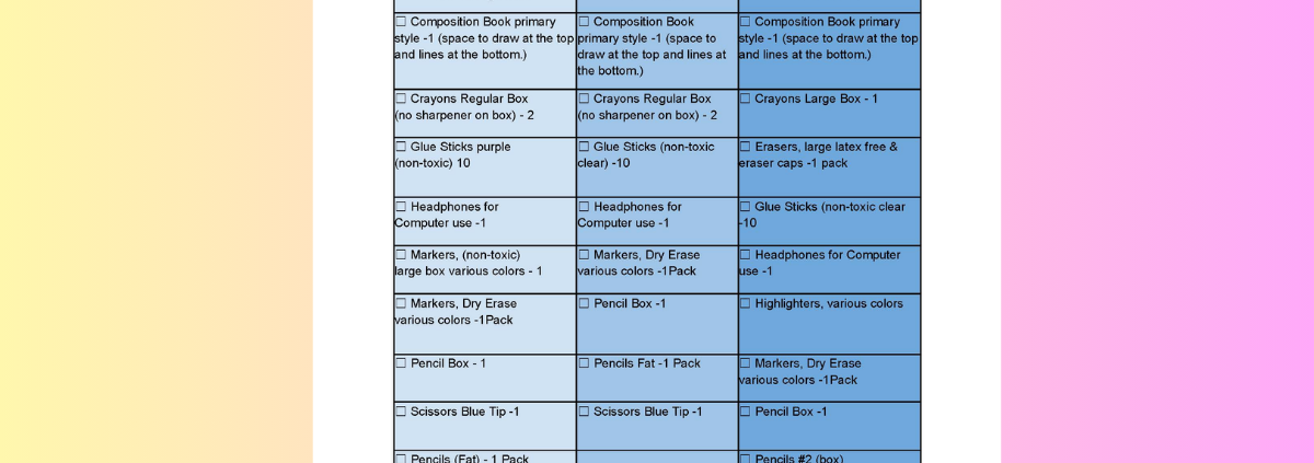 TPES School supply lists