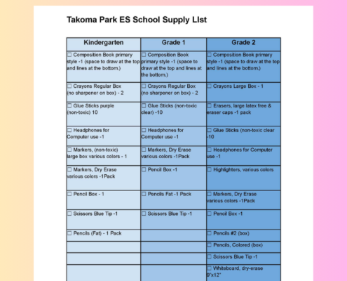 TPES School supply lists