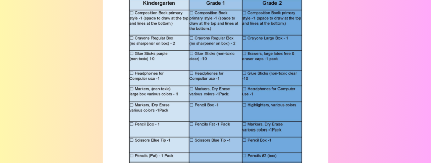 TPES School supply lists